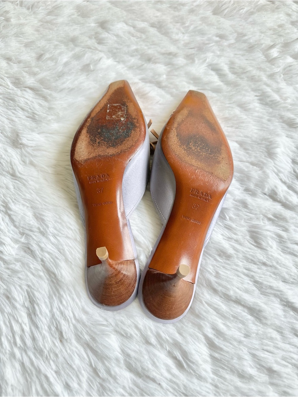 Vintage Prada Silk and Leather Lace up Mules - Picture 7 of 7